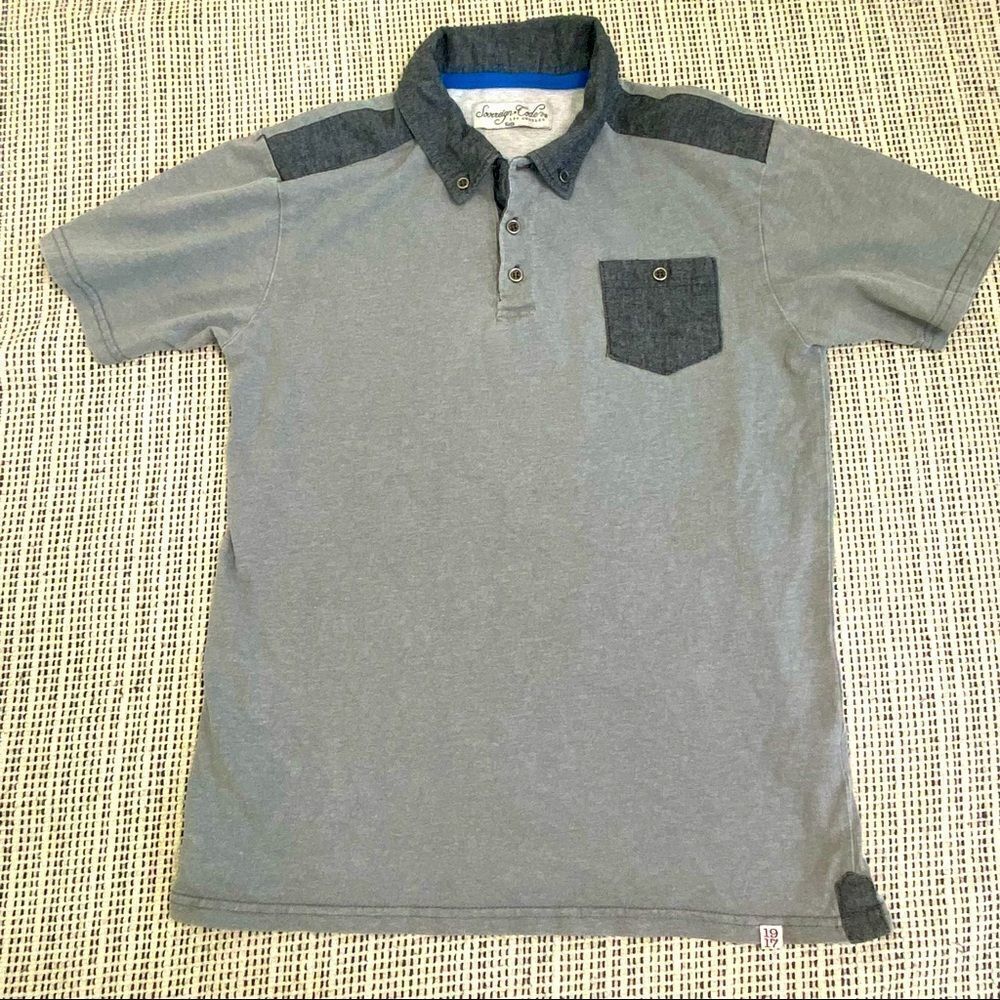 Sovereign Code gray Oxford style polo shirt boys size large